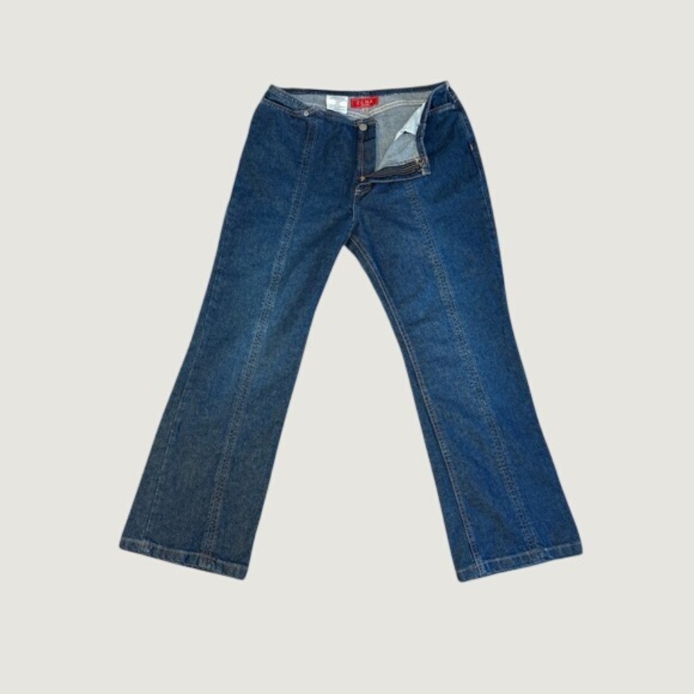 Zena Jeans Center Seam Flare Denim Trousers Size 10P Vintage EUC - Picture 2 of 3